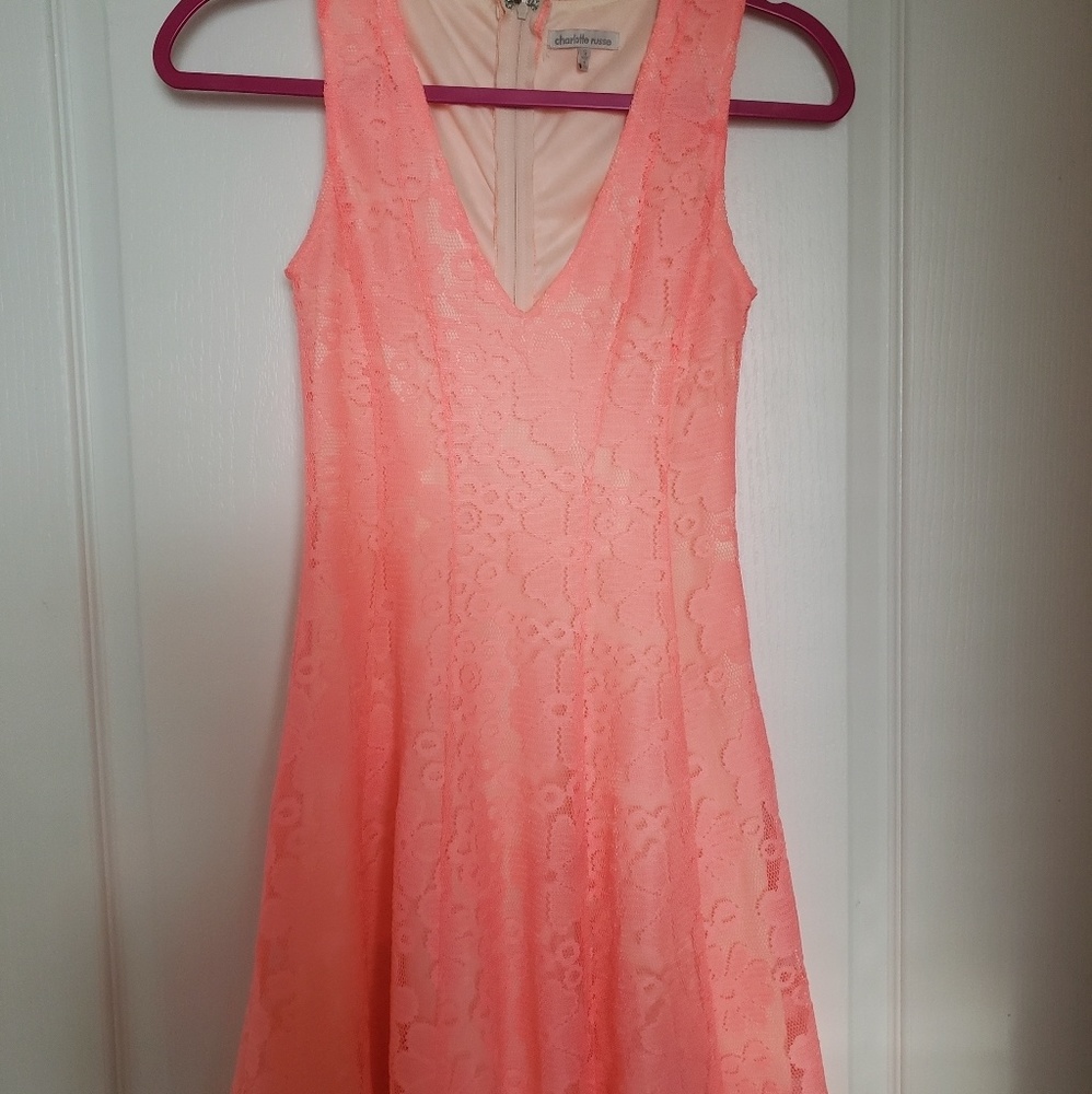 Coral dress with lace